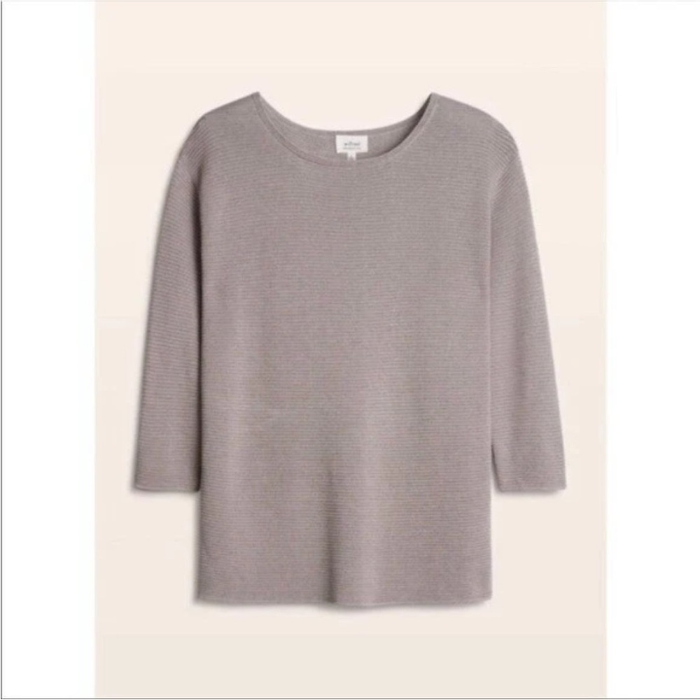 Wilfred Aritzia ribbed 3/4 sleeve Blanchard grey crew neck size small Italian